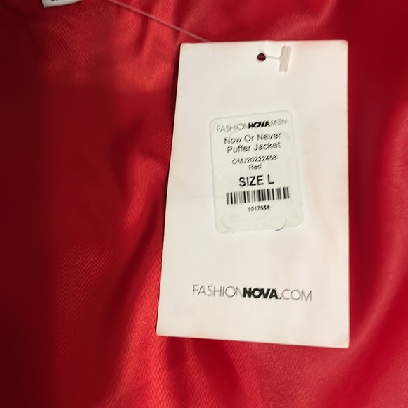 Fashion Nova Men Now or never red puffer jacket - Picture 5 of 5